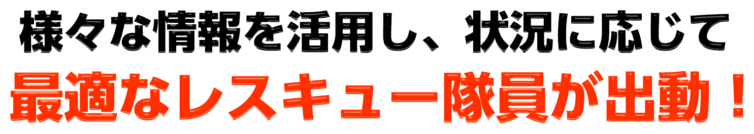 様々な情報を活用し、状況に応じて最適なレスキュー隊員が出動！